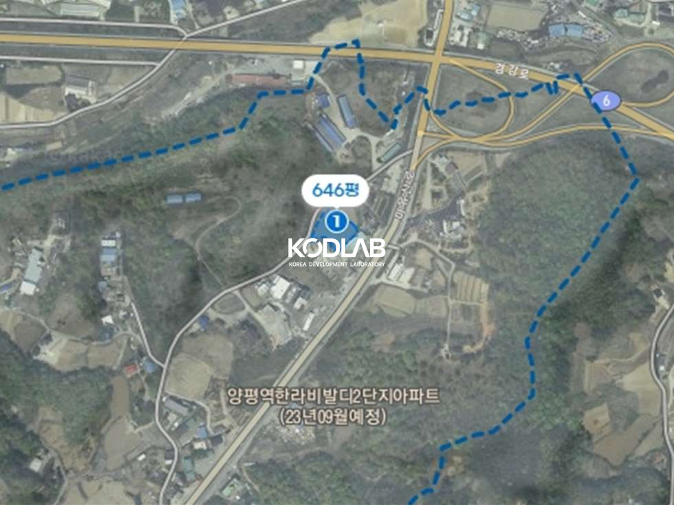 경기 양평군 양평읍 양근리 양평 최대규모 아파트단지 인근의 토지, 군도로 접해있으며 양평시내권 매매 매물번호 11607 사진 2